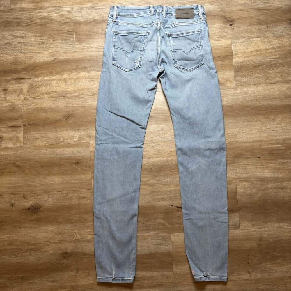 Diesel Sleenker Jeans Men 28x32 Blue Slim Skinny Stretch Light Wash Thrash 086AT - Picture 3 of 16
